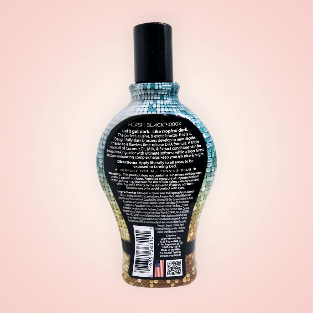 Flash Black Ultra Dark 4000X DHA Bronzer Indoor Tanning Bed Lotion 12oz - Picture 2 of 2